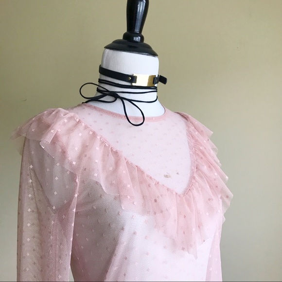 Forever 21 Sheer Blush Diamond Print Top - Picture 5 of 8